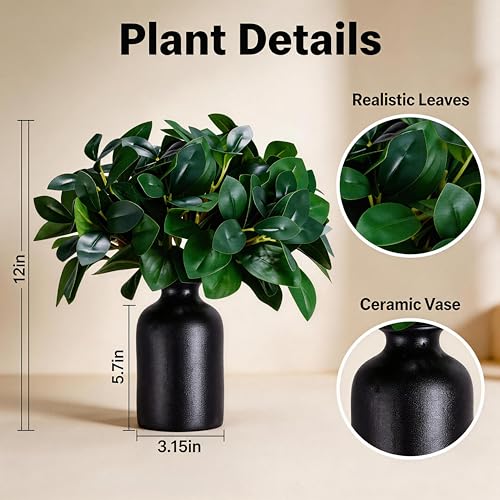 12 Artificial Plant Indoor Small Fake Plants Eucalyptus Stems With Vase